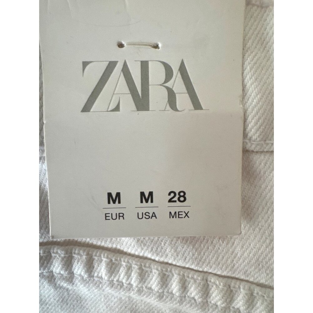 New ZARA White Medium Distressed Denim Mini Skirt Frayed Hem Casual Style - Picture 4 of 12